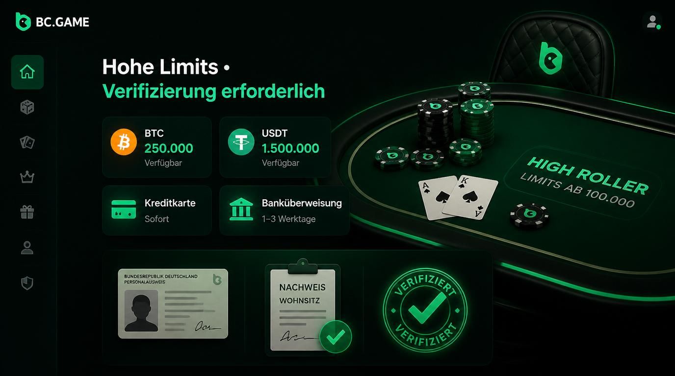 Bild eines High-Roller-Einzahlprozesses mit Krypto, Bank &amp, Karte, Verifizierungesszenario.