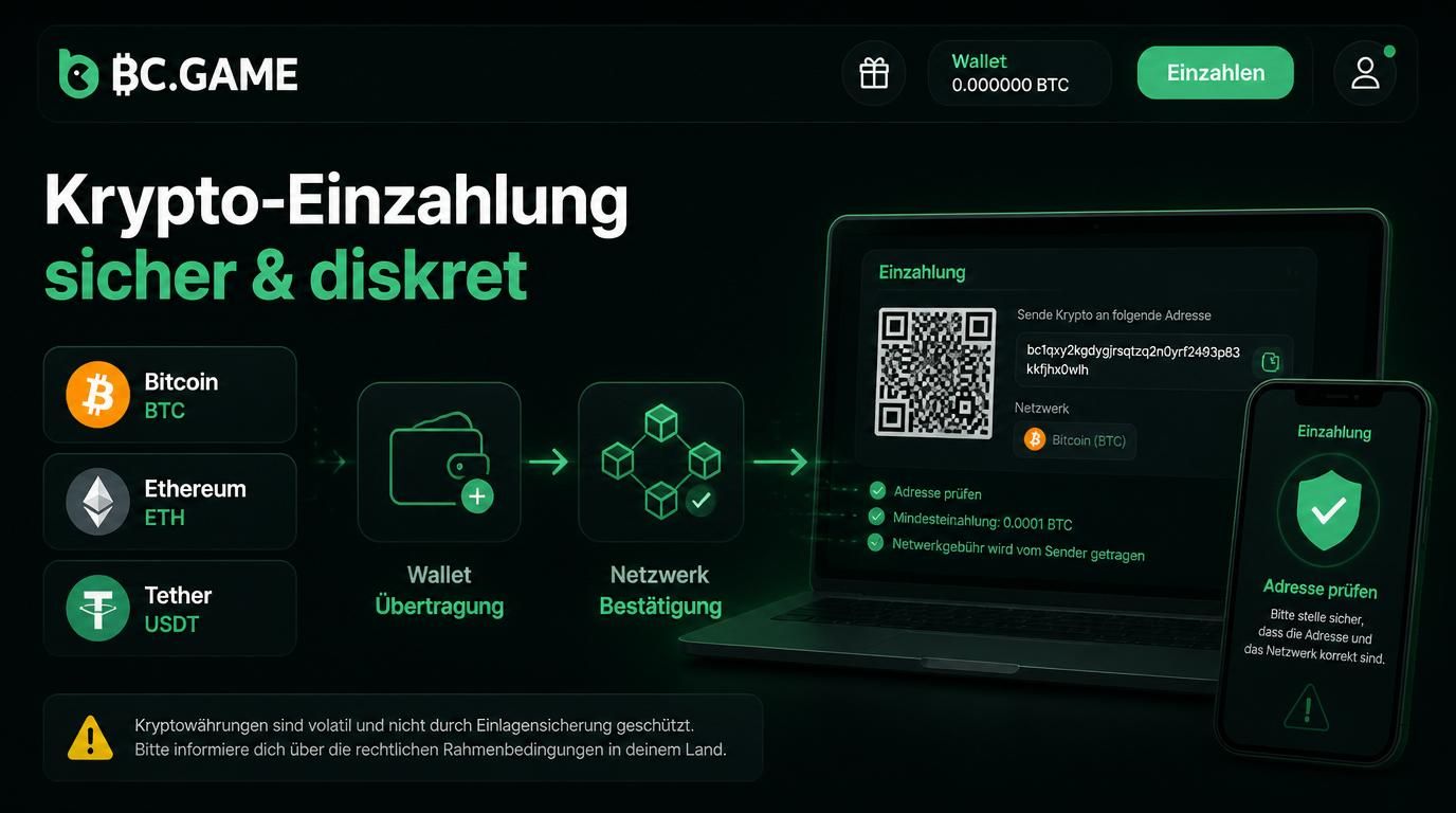 Krypto-Zahlung mit Sicherheitstipps dargestellt.